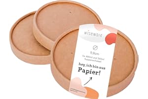 wiseware Einweg Papp Deckel - 25 Stück Papier Deckel passend für 360/480ml Suppenbecher - Biologisch abbaubare Einmal Deckel ohne PLA/PE - Nachhaltige Einwegdeckel mit BIO- Beschichtung