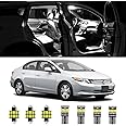 AWALITED 7pcs White Interior LED Lights Kit for 2006-2015 Honda Civic Sedan Coupe Hatchback Super Bright LED Map Dome Cargo Replacement Light Bulbs