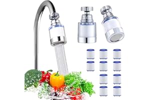 KASESSS 2 Piezas Filtro Agua Grifo con 10 Cartucho de Filtro, 360° Filtro de Agua para Grifo, Filtro Grifo Antical, Filtros de Agua para Grifo, Filtros Agua Grifo para Cocina Fregadero Baño