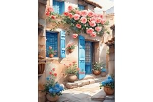 TOSTOG Maison et Fleurs Diamond Painting Kit Adulte,5D DIY Broderie Diamant Painting Kit Complet,Peinture Diamant Artisanat Strass Point de Croix Painting pour Adultes Décoration Intérieur 30x40cm