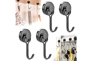 KARELLS 4 Pièces Aimants Crochet, 5KG Crochets Aimantés Puissants, 16mm Aimants Puissants Patère Magnétique, Crochets Magnétiques, Crochets Aimantés Magnétiques, pour Cuisine, Réfrigérateur, Bureau