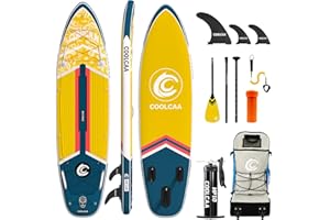 ‎COOLCAA COOLCAA Stand Up Paddling Board, Tragfähigkeit Bis 210KG, Stand Up Paddle Board mit Paddel, Rucksack, Pumpe und Weiterem Zubehör, SUP Board für Jugen und Erwachsene