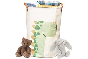 FOGARI Cesto portabiancheria per bambini, in cotone e impermeabile, pieghevole, per giocattoli (dinosauri)