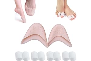 CRLLDPM 1 Pare Protector Dedos Pie, Almohadillas de Gel de Silicona, Caps Ballet Pointe Suave, Protector de Dedo de Ballet, Con Agujero Transpirable+4 Pare Protector de Dedo del Pie Gel, Cubierta Dedo del Pie