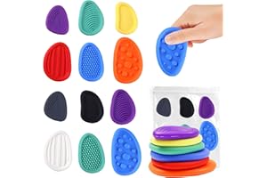 HANGGON 12 Stück Fidget Toys Sensory Stones, Stressabbau Sensorische Stone, Sensorisches Spielzeug Für Stress, Angst, Adhs und Autismus,Stressberuhigendes Spielzeug Für Kinder Erwachsene