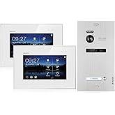 Balter Evo video door intercom, 2 x touch screen 7 inch monitor, 2-wire bus, door station for 1 family house, 150° wide angle