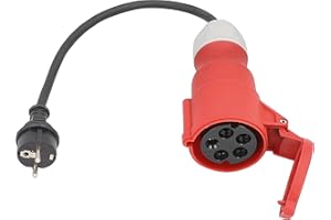 as - Schwabe Cable Adaptador – Conector de protección de Contacto 230 V/16 A a CEE Acoplamiento 400 V/16 A/5 Polos – 0,3 m H07RN-F 3G2,5 Cable de Goma Resistente – IP44 Resistente a Salpicaduras de