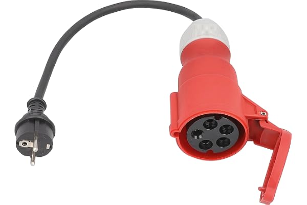 as - Schwabe adapterkabel – 0,3 m – IP44 stänksäker, 61371 | Skyddskontakt 230 V/16 A till CEE-koppling 400 V/16 A/5-polig – H07RN-F 3G2,5 tung gummislang