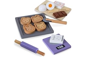 Mamabrum Set di Cottura Biscotti in Legno per Bambini, Giocattolo di Cibo da Gioco, Accessori da Cucina per Piccoli Chef - MAM150 BAKE SETS