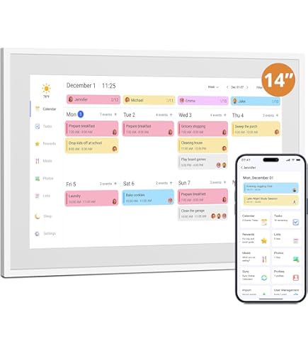 Skylight Calendar: 15-inch Digital Calendar & Chore Chart, Smart Touchscreen Interactive Display for Family Schedules – Wall Mount Included, Great for Organizing Your 2025 Calendar