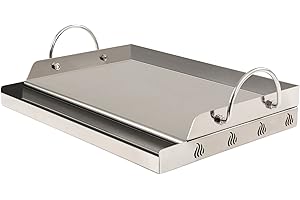 BBQ-Toro Plancha Rectangular en Acero Inoxidable para Parrilla | 64 x 40,5 cm | Adecuada para Weber Grill | Placa Universal | Barcaboa de Gas y Carbón
