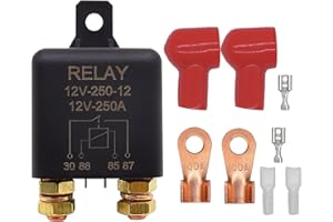 HISports 12V 250A Heavy Duty Battery Isolator Relay - Split Charging for Car, Truck, Boat with 2 Pin Base + 2pcs 100A Terminals