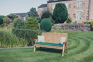 Churnet Valley Wooden Garden Bench, Outdoor Bench Sits 3, Fully Assembled
