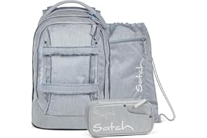 Satch Pack Set Set 3 teilig ab 5. Klasse ergonomisch 30L Stauraum mit Schlamperbox Sportbeutel