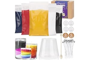 BLINGFUN Bougie Perles de Cire avec Mèches - Kit DIY Sable à Bougie 5 Couleurs - Inclut Tasse de Mélange, Cuillère etc. - Rechargeable pour Créer Cire Perlé - Halloween, Thanksgiving, Noël, Mariage