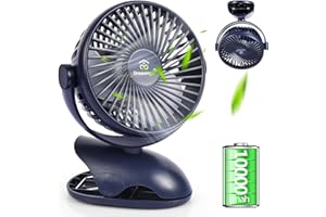 Dreamhigh® 10000mAh Ventilatore USB, Max Work Time 35 Ore, Ventilatore Portatile 4 Velocità, Rotazione a 720°, Mini Ventilador, Adatto Per Scrivanie, Campeggio, Uffici, Passeggino, Viaggio
