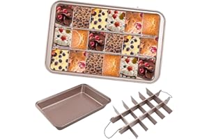 ADERTOS Brownie Tin with Dividers, 18-Lattice Brownie Baking Tray Non-Stick Carbon Steel Brownie Pan Tray Rectangular Brownie Cake Tin with Spatula for Ovenware Cookware Bakeware, 31x20x4cm
