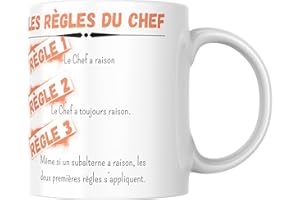 Gwenmode Mug Les règles du Chef - Cadeau collègue supérieur cadre Manager Humour - Fabriqué en France - Qualité supérieure - Tasse AAA
