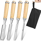 Mumjooyi Woodworking Chisel Set 4-piece 6 12 19 24mm Wood Chisel with Storage Bag Comfortable Handle for Woodworking Chisel (
