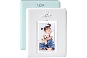 OBERSTER - Album fotografico con 64 tasche per Fujifilm Instax Mini 7s 8 8+ 9 25 50s 70 90, 5 x 8 pollici, compatibile con Instant Camera Photo Book Titolare della carta (verde+bianco)