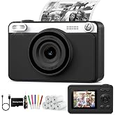 GREENKINDER Instant Children's Photo Camera, HD/1080P Instant Camera for Children with Card and 5 Rolls of Thermal Paper, Bir