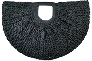 HuiYStar Paille fourre-tout sac de plage d'été sac de paille fait à la main en rotin tressé pour le voyage des femmes