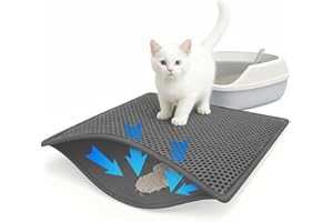 BUERPINKING Tapis Litiere Chat, Tapis de Litière Pour Chat 90x60 CM, Double Couche Nid d'Abeille, Litiere Pour Chat Antidérapant Imperméable et Résistant à L'urine
