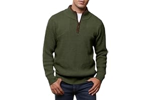 Meilicloth Herren Pullover Half Zip Pullover Winter Warm Strickpullover Männer Arbeitspullover Basic Pulli Winterpullover Half Polo Sweater