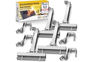 Avoltik 2X Balkonkraftwerk Halterung Balkon ECKIG für alle Solarpanel-Größen Solarmodul Halterung aus robustem Aluminium für ECKIGE Geländer I Solar Befestigung Winkel 0 ° - 30° neigbar I Version 2025