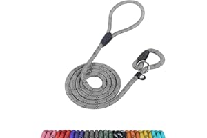 Loutep Slip Lead for Small Dogs- 1.8m*0.7cm Rope Dog Lead with Reflective Stitching Slip on Easily With No Collar or Harness Needed - Ideal for 8 & 12 weeks Puppy