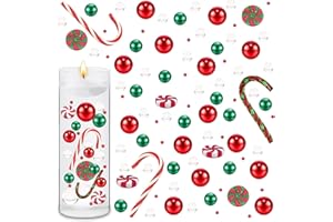 DOWNDRIFT Weihnachts Vasenfüller, 6080 Stück Weihnachtsperle für Vasenfüller,Schwimmende Perlen,Zuckerstange und runde Bonbons aus Plastik für Vasenfüller Schwimmende Weihnachten Deko (Grüner)