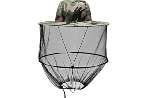 MATREEGLAM Cappello da apicoltore con velo, zanzariera, cappello con zanzariera, cappello da sole, tesa larga, protezione solare, anti-zanzare, anti-apicoltore, per attività all'aperto, escursioni, campeggio