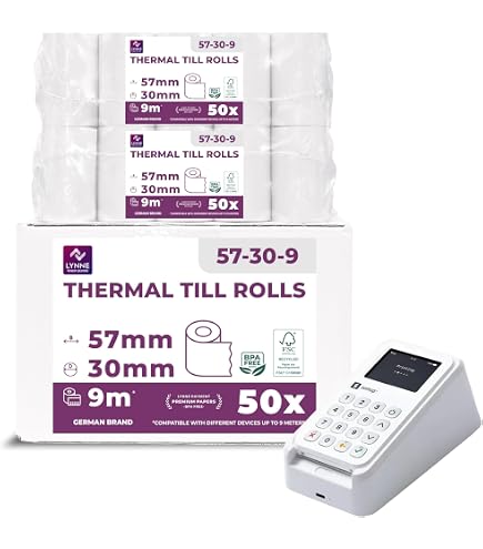 Lot de 50 Bobines, rouleau thermique 57 x 27 x 12 pour Pidion ou