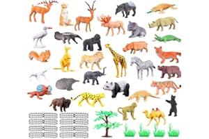 JZK Set de 53 Piezas Mini Juguetes Animales Selva plástica para niños Animales Salvajes Juguete Figuras Animales zoológico Regalo Fiestas cumpleaños Navidad