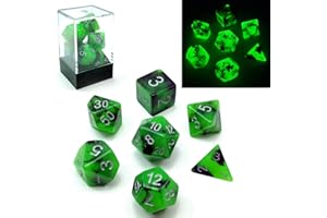 BESCON DICE Bescon dwukolorowy świecący w ciemności zestaw kości wielościennych SPOOKY ROCKS, świecący zestaw kości RPG d4 d6 d8 d10 d12 d20 d% opakowanie cegieł