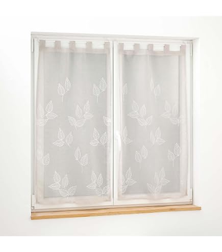Douceur D'Intérieur Paire Voilages Passants Karla Blanc 60x120 Cm – Voile Tissé Appliqué Léger & Romantique