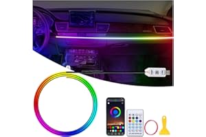 GPJYD Acryl Auto LED Innenbeleuchtung, RGB Ambientebeleuchtung Auto Strip 110cm 146LEDs mit 219 Szenen-Optionen, APP-Steuerung, USB-Port A uto innenraumbeleuchtung für Geschenke für Männer Frauen