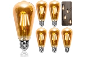 Aigostar ST64 - Lampadina Stile Vintage Edison, Lampadina Led E27 Da 8W (Equivalente A 60W),Lampadina A Filamento Led Bianco Caldo (2200K), 800 Lumens,Non Dimmerabile, Confezione Da 5 Unità