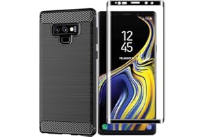 Etui Vuciya Samsung Galaxy Note 9 czarne, [zestaw 1+1] X1 ochraniacz ekranu, twardość 9 godzin, odporne na zarysowania, silikonowe etui odporne na zarysowania z włókna węglowego kompatybilne