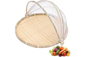 N\C Cestello di bambù Tenda Cestino Da Picnic Bambù Coprimosca Copertura Tessuto Cibo Anti volare Insetto Net Frutta Verdura Vassoio Della Maglia Copertura Tenda Asciutto Pentola Polvere Campeggio Picnic