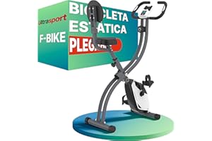 Ultrasport F-Bike Bicicleta Estática Plegable hasta 130 KG, Extra Silencioso con Sillín de Confort Ajustable - Bici Estática Plegable Indoor, Bicicletas Estáticas