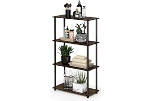 Furinno Turn Présentoir à Étagères Polyvalentes à 4 Niveaux, Noyer/Brun