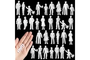 Namalu 30 Personnages Miniatures pour Modélisme Échelle 1:100 Mini Figurines de Diorama Figurines de Personnes Blanches Non Peintes Maquettes Architecturale Modèles de Personnes pour Scènes Trains