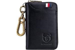 Aileder Key Wallet for Men Genuine Cowhide Key Holder Wallet Case Car Keychain Bag with 6 Key Hooks RFID Card Holder (Black)