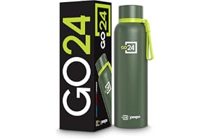 Go24 pexpo Insulated Water Bottle 1 LTR, Stainless Steel Leak Proof Flask, 24 Hours Hot & Cold, BPA Free Bottle for Gym, Offi