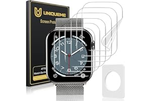 UniqueMe 6 Pack for Apple Watch 44mm Screen Protector iWatch Series 6 SE2 SE 5 4, Ultra Thin HD Clear Soft Anti Scratch TPU Protective Film [Fingerprint Support] [Case-Friendly] [Easy-Installation]