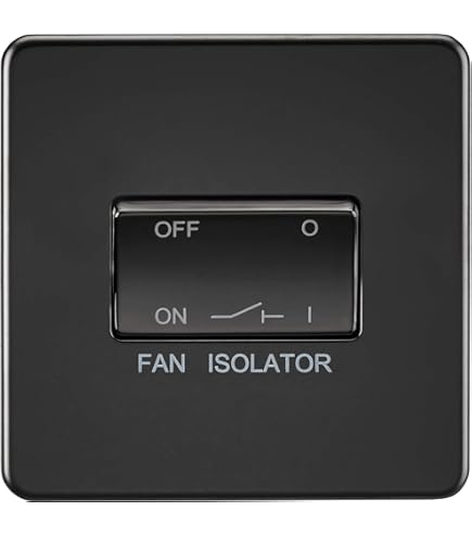 STERR BFS100LT-B Zwarte badkamerventilator, 100 mm, LED en timer, glasfront, moderne look, 10 W