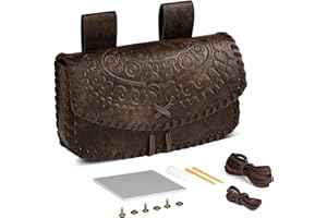 HiiFeuer Kit de Ceinture Viking à Fabriquer,Sac Banane Médiéval en Cuir Faux Vintage - Poche de Ceinture Portable pour Ren Faire (Marron B)