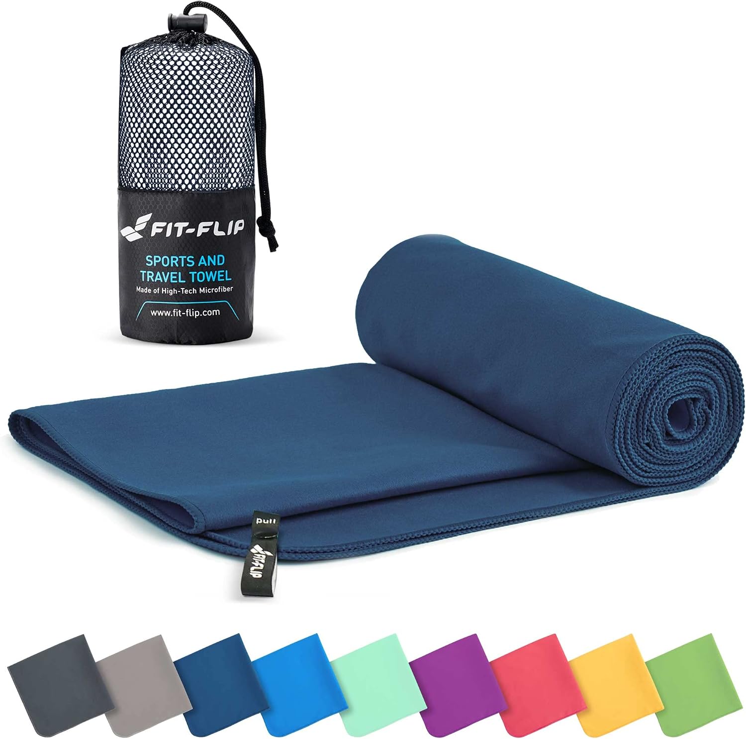 Fit-Flip Toalla Microfibra - para el Gimnasio y la Playa - compacta, Ultraligera, Grande y de Secado rápido - Toallas microfibras de Natacion, Gym, Viaje y Piscina