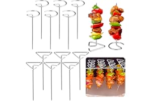 Hejo 20 Piezas Pinchos para Barbacoa, 10CM Pinchos Barbacoa de Acero Inoxidable Reutilizables, Brochetas de Parrilla de Carne para Freidora y Horno, Brochetas para Barbacoa, Carne, Verduras